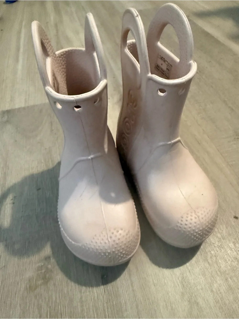 CROCS Kids Light Pink Waterproof Handle Rain Boots